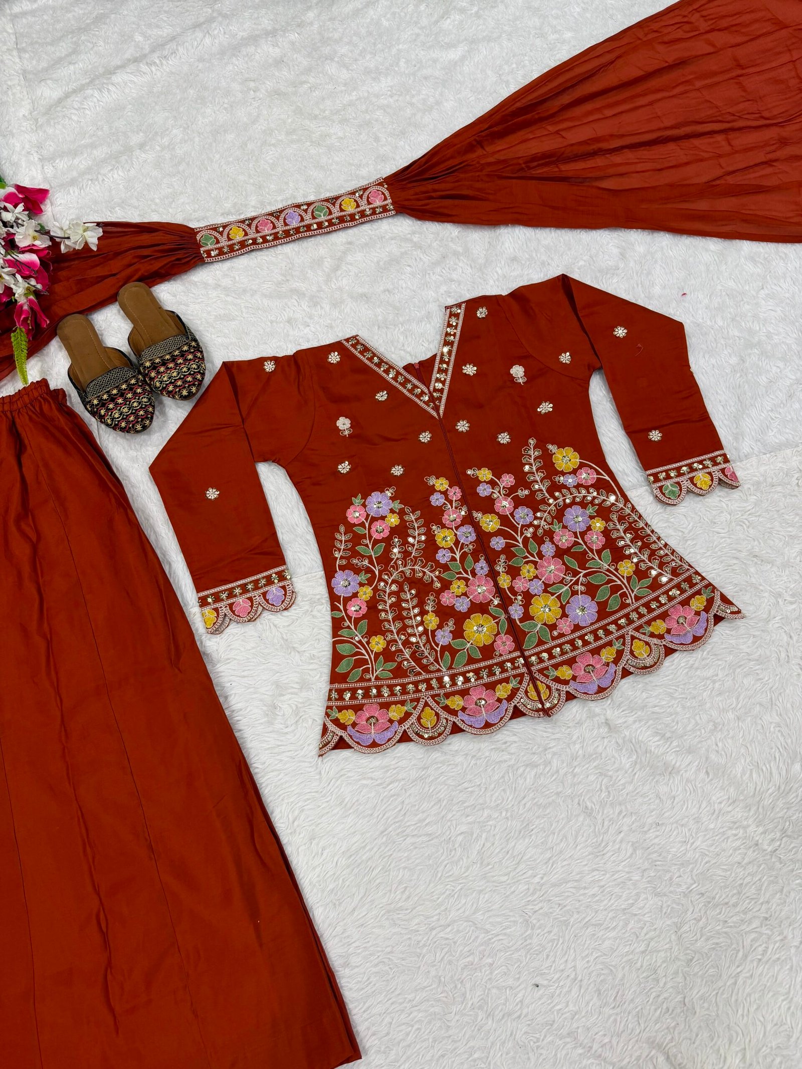 Launching New Designer Party Wear Look Top , Sharara Plazzo and Dupatta, New Fancy Style - Image 2