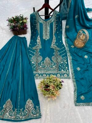 Alternative view of READY TO WEAR 3 PIECE FANCY KURTI WITH PLAZZO AND BEAUTIFUL DUPATTA