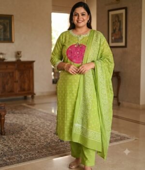 PURE MUL COTTON KURTI WITH PANT WITH MATCHING DUPPATAÂ