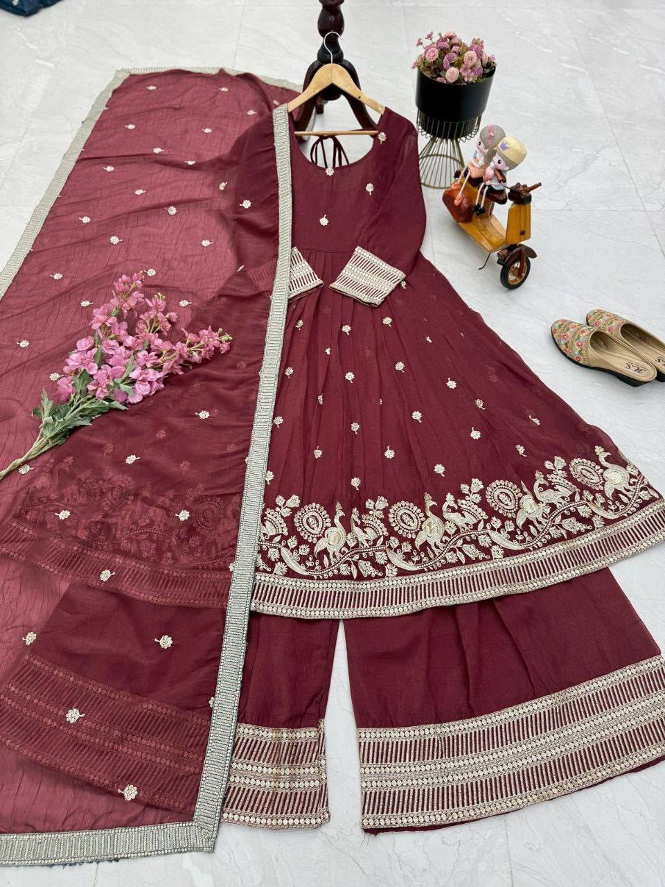 New Designer Party Sharara Suit & Dupatta Set - Image 2