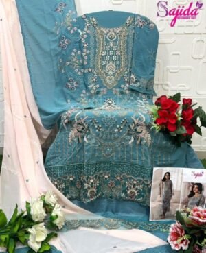 Alternative view of GEORGETTE WITH HEAVY EMBROIDERED 