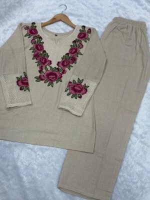 Alternative view of Co-Ords Set (Stitched) Jute Cotton