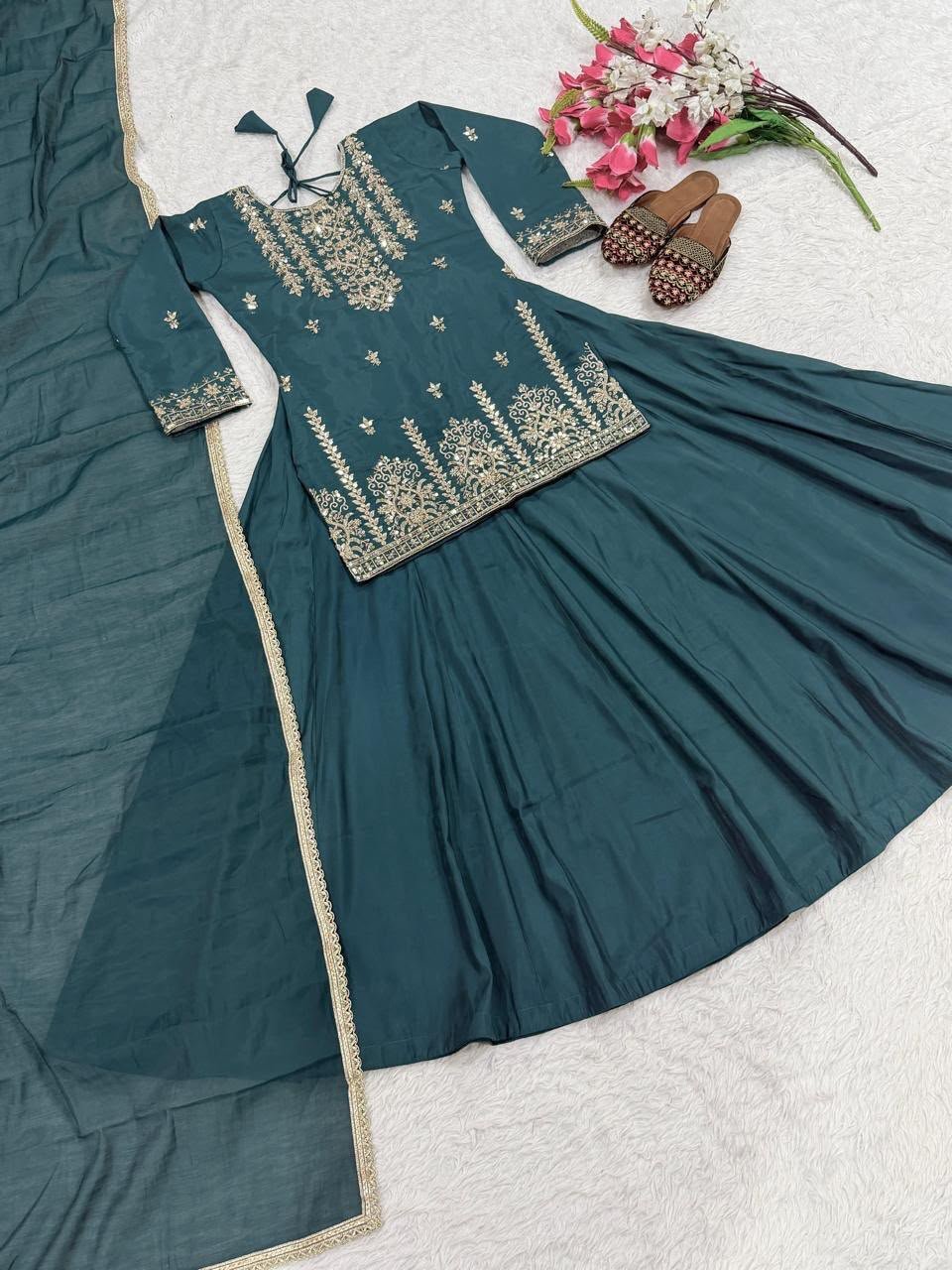 Launching New Designer Party Wear Look Top , Lehenga and Dupatta - Image 2