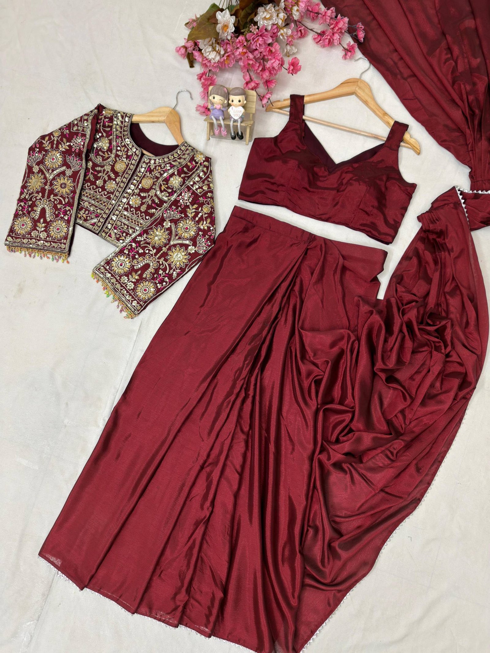 ENHANCE THE BEAUTY OF YOUR WARDROBE WITH THIS NEWLY LAUNCHED READY TO WEAR LEHENGA SAREE DESIGN SET - Image 2