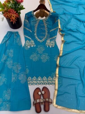 Alternative view of Presenting  New Designer Party Wear Look Top-Plazzo and Dupatta With Heavy Embroidery Work
