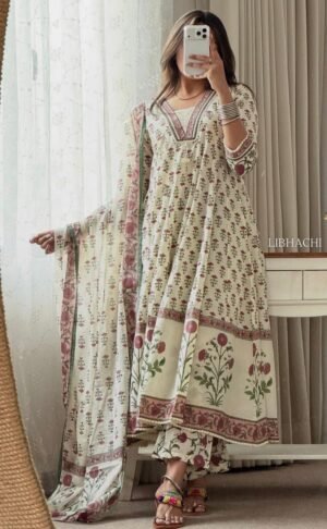 Beautiful Embroidery Work Anarkali kurta pant dupatta set in new sequencing work