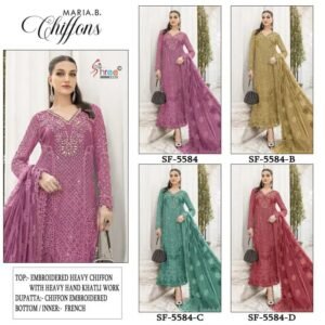 chiffon Heavy  with heavy embroidery with HAND KHATLI & Bottom/inner-French Silk