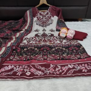 Alternative view of Premium Premium Muslin Pakistani Kurti, Pant & Dupatta Set