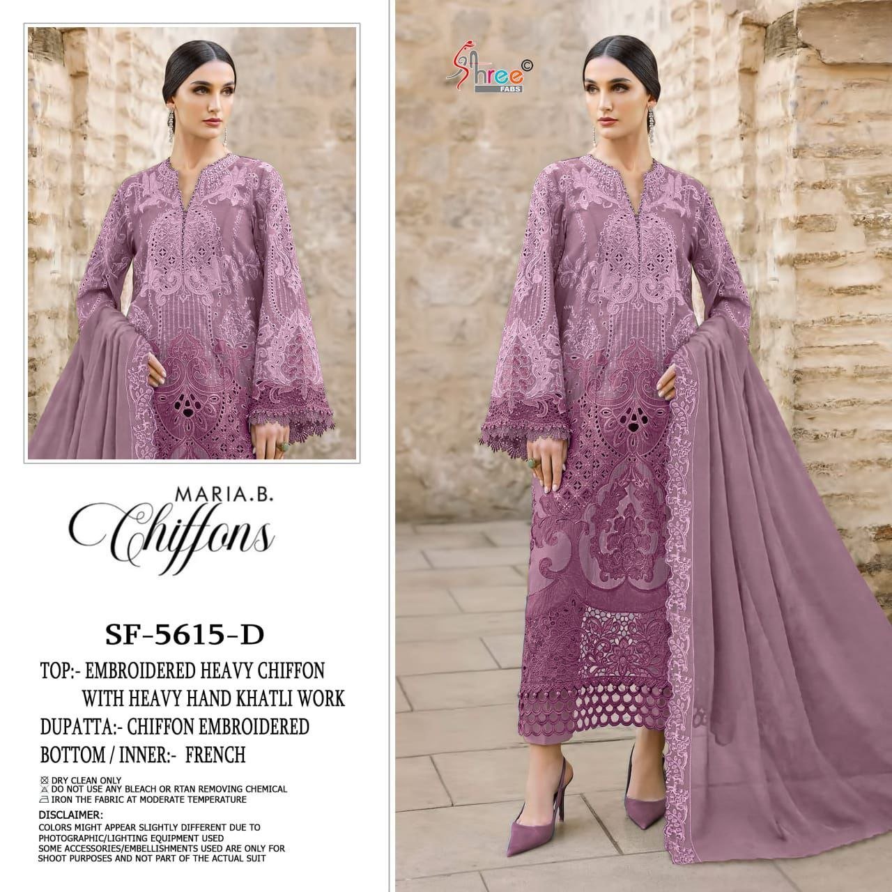 Dinting chiffon Heavy with heavy embroidery with Hand Khatl - Image 3