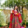 Exquisite Printed Chinon Wedding Gown Set