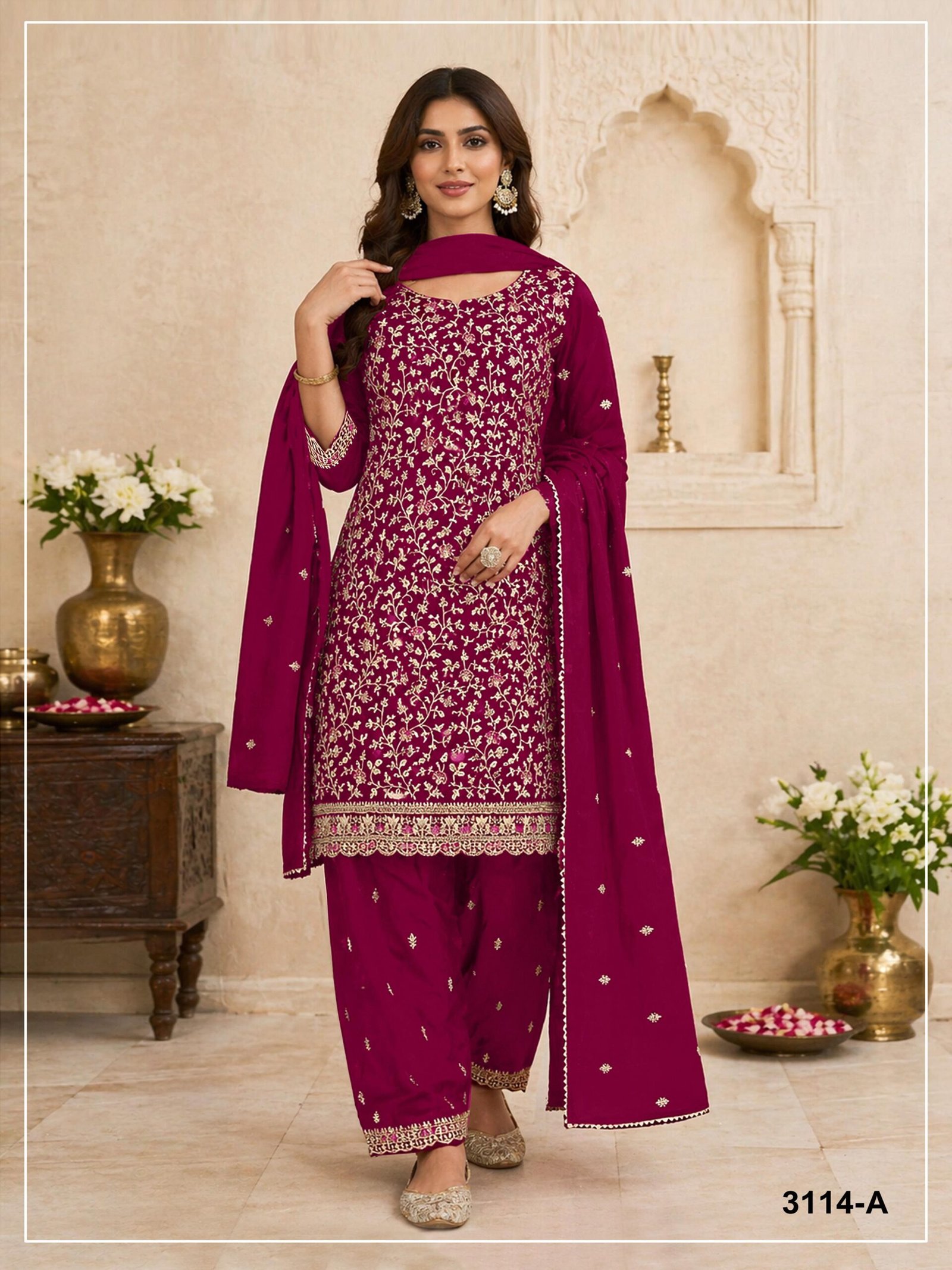 Blooming Fox Georgette with Heavy Embroidered Coding & Multi Work - Image 3