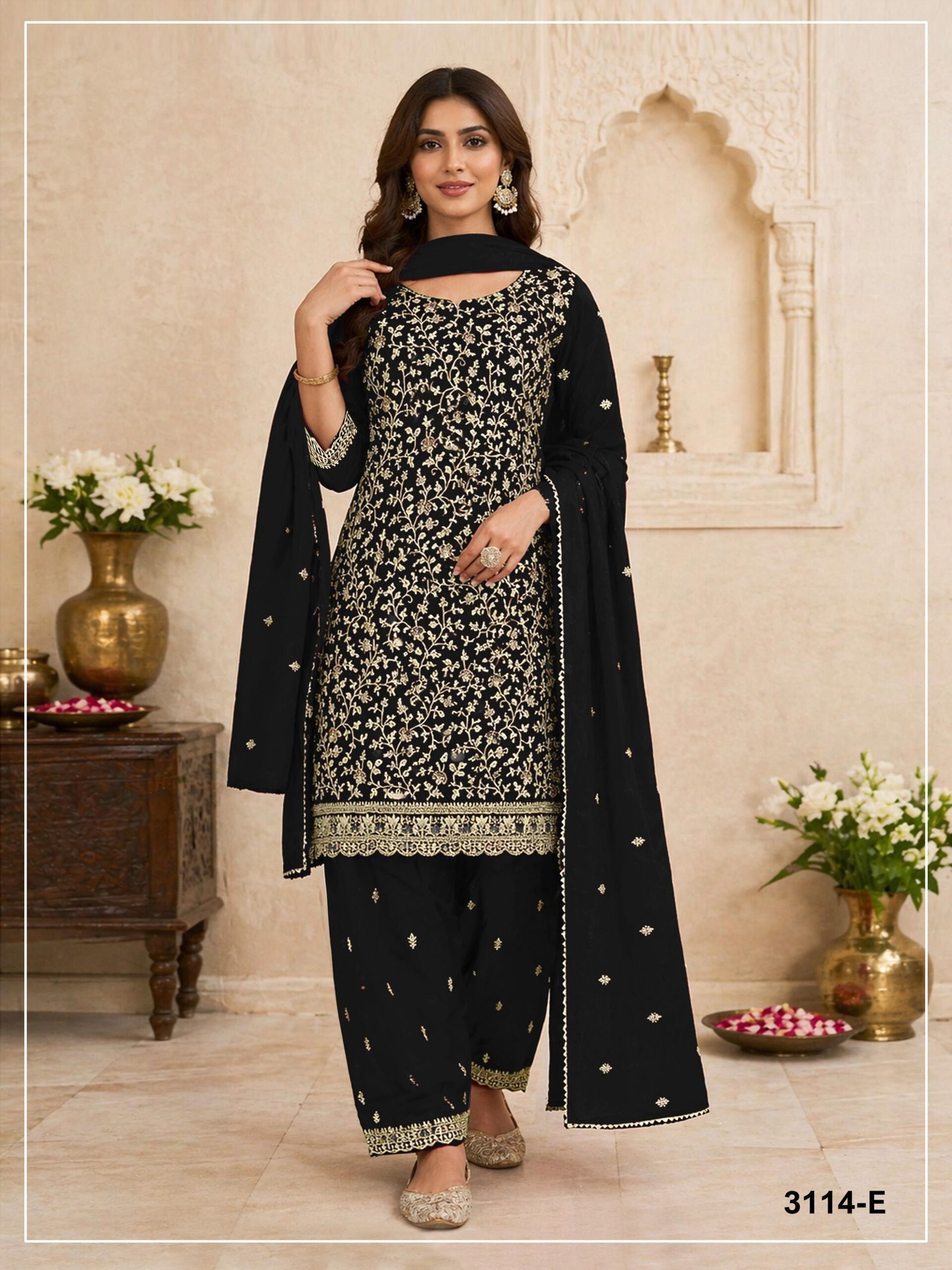 Blooming Fox Georgette with Heavy Embroidered Coding & Multi Work - Image 7