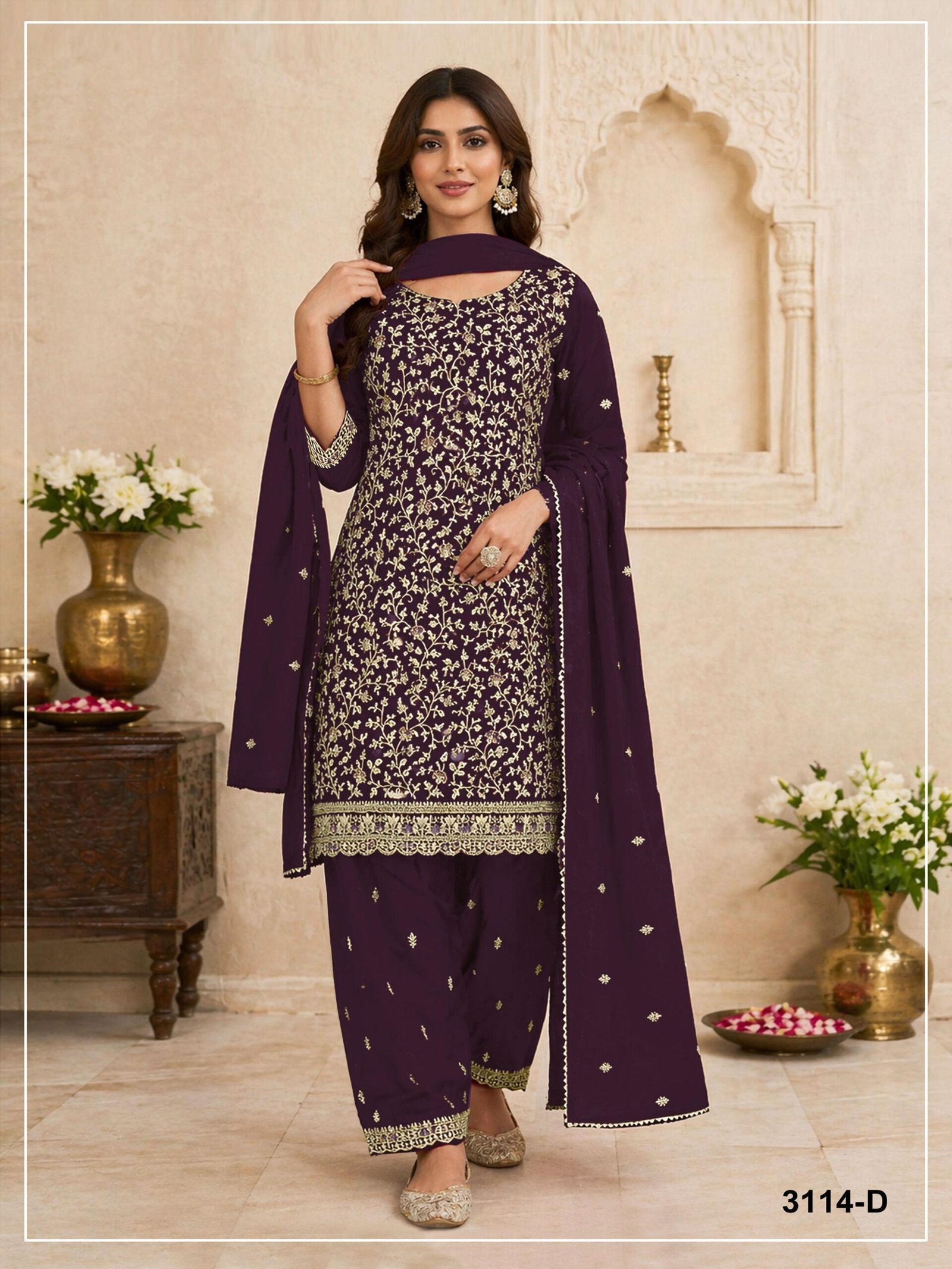 Blooming Fox Georgette with Heavy Embroidered Coding & Multi Work - Image 5