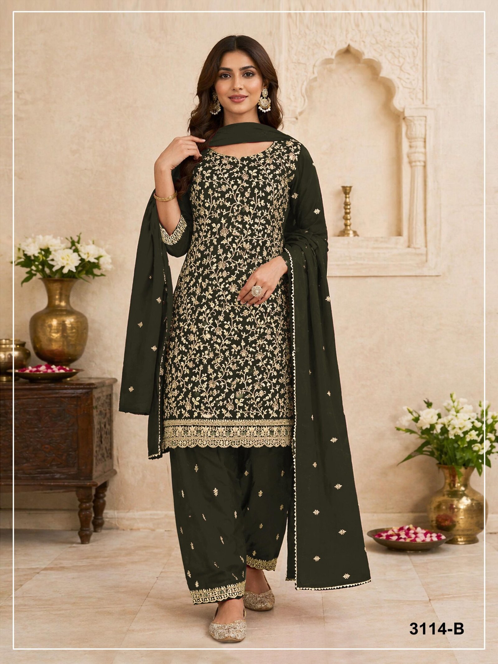 Blooming Fox Georgette with Heavy Embroidered Coding & Multi Work - Image 9