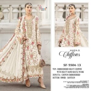 heavy Fox Georgette with heavy embroidery with HAND KHATLI &  Bottom/inner- Dull santu
