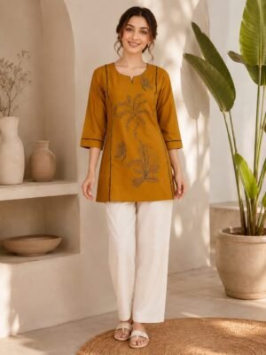 Alternative view of Premium Dabu Cotton Kurti Set