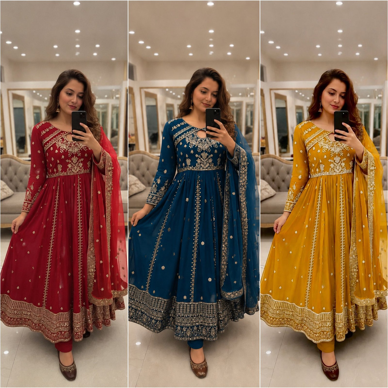 ENHANCE THE BEAUTY OF YOUR WARDROBE WITH THIS NEWLY LAUNCHED ANARKALI GOWN SET - Image 7