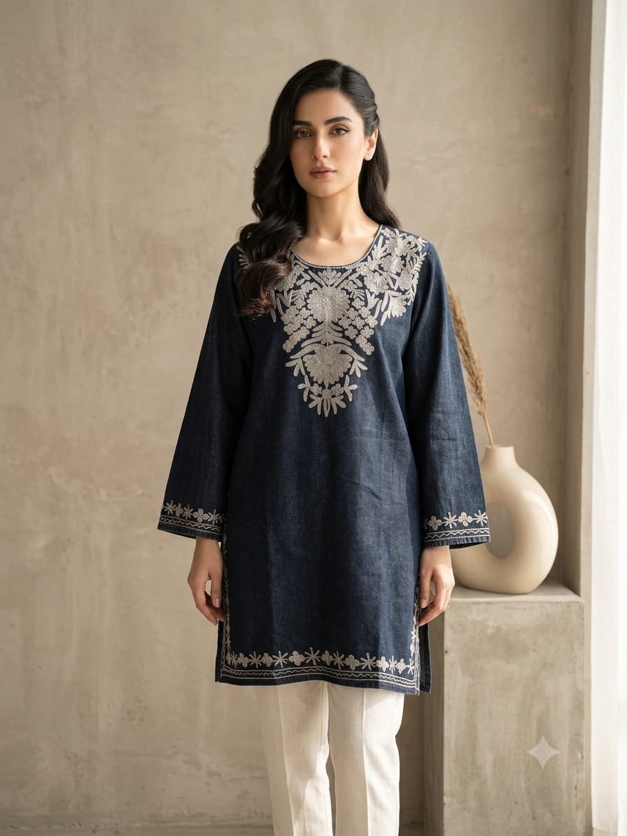 EXQUISITELY STUNNING PREMIUM IMPORTED DENIM TUNIC - Image 3
