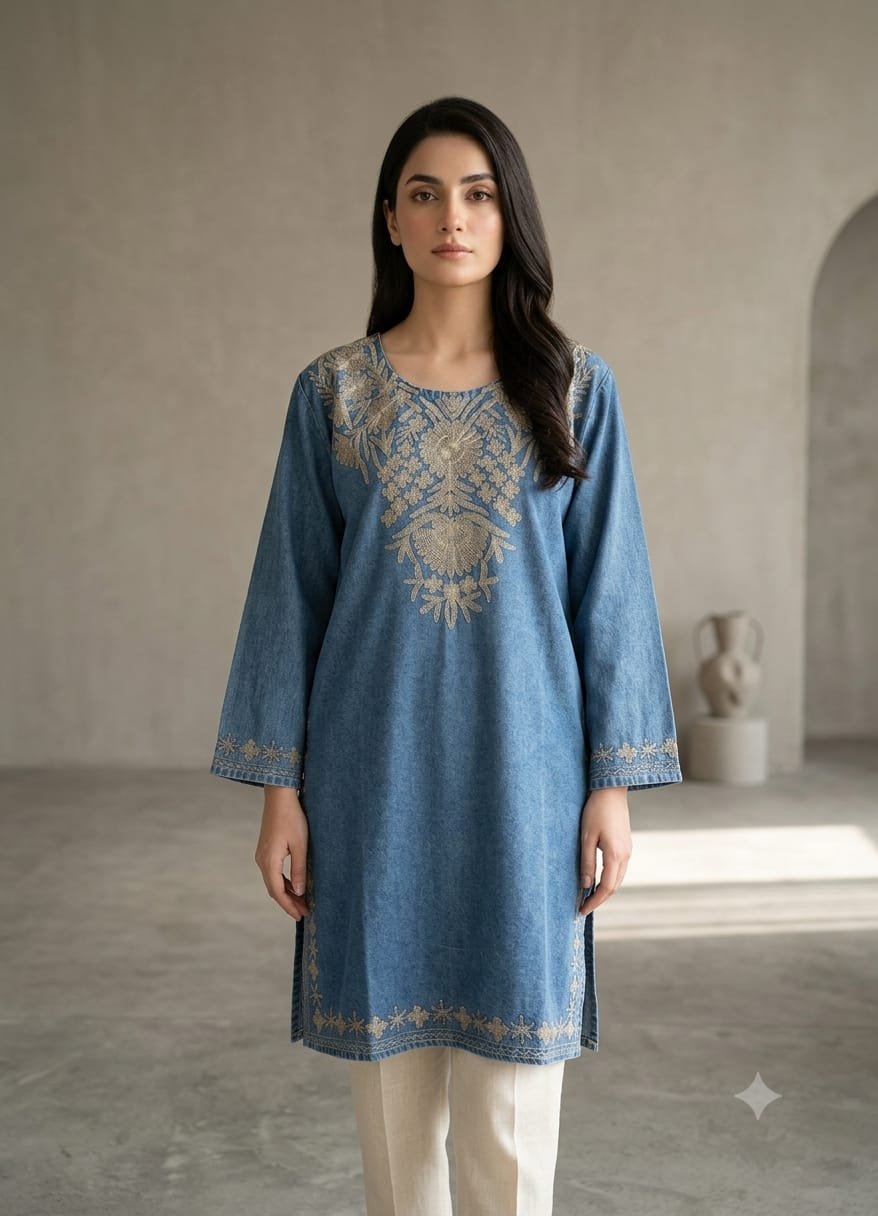 EXQUISITELY STUNNING PREMIUM IMPORTED DENIM TUNIC - Image 5
