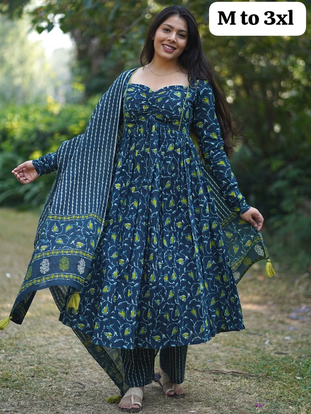 Women's printed cotton kurta & pant or dupatta set