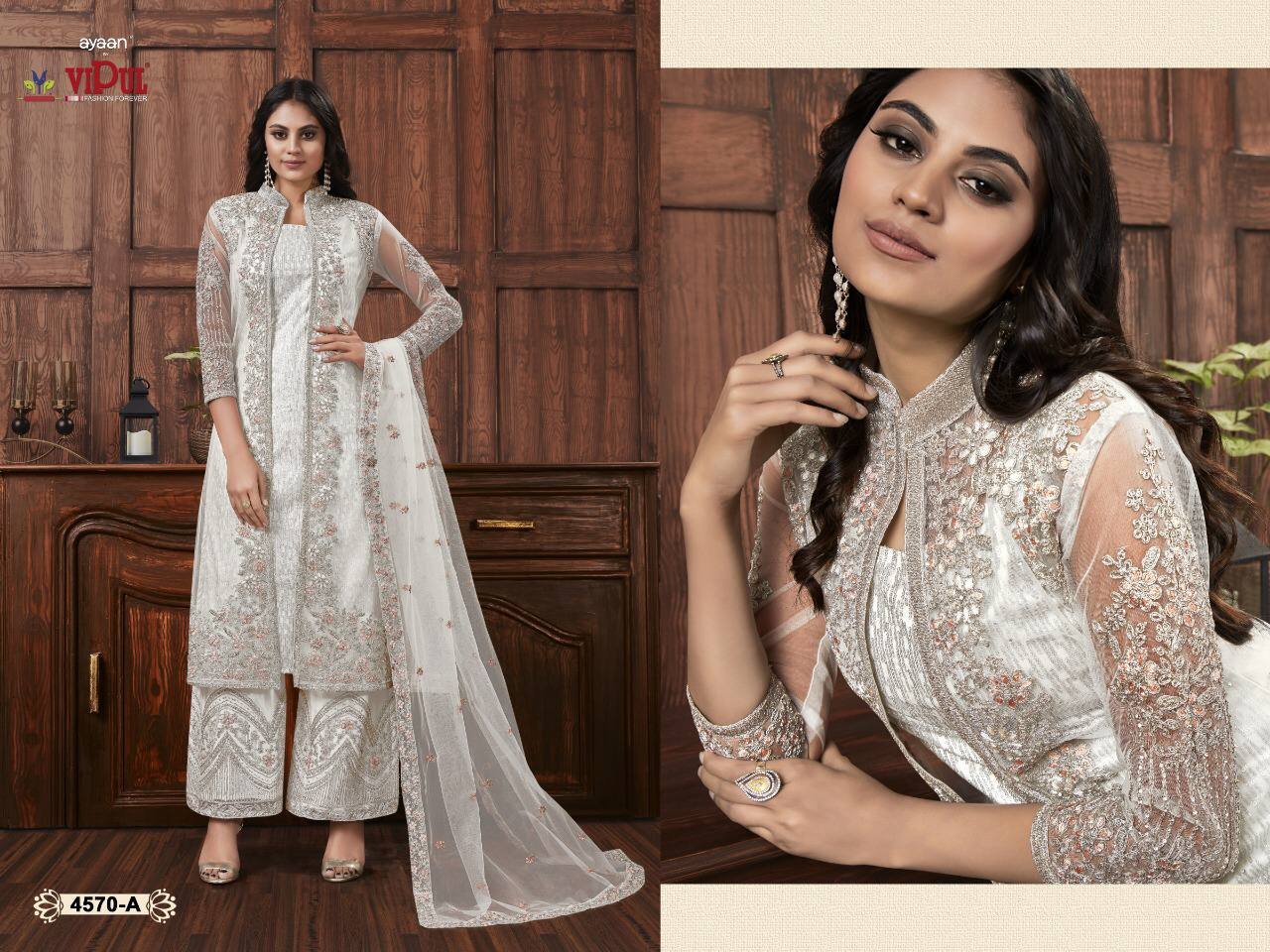 Heavy Butterfly Net with Embroidery & Cording With Glitter Sequences Work - Image 2