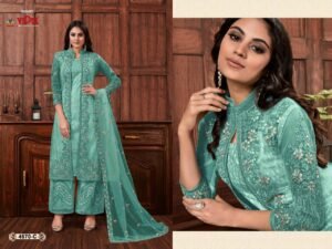 Heavy Butterfly Net  with Embroidery & Cording  With Glitter Sequences Work