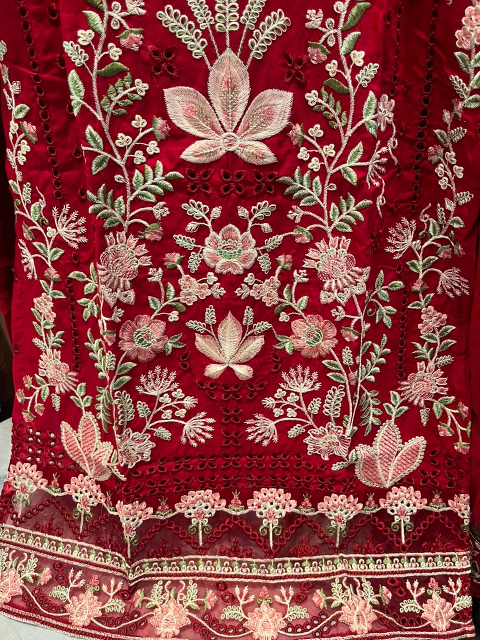 CHIKANKARI COTTON STITCHED (INNER STITCHED) WITH STITCHED COTTON BOTTOM WITH KOTA CHEX EMBROIDERY DUPATTA - Image 4