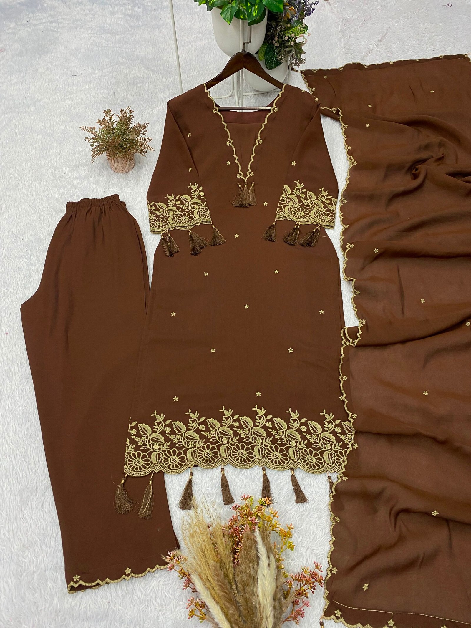 THIS SEASON, TRY OUR DESIGNER EMBROIDERED WORKED TOP PLAZZO WITH DUPATTA - Image 2