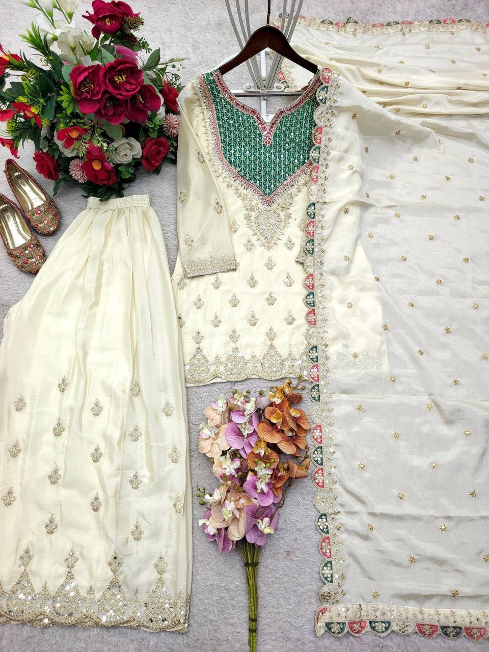 Series New Designer Party Sharara Suit & Dupatta Set - Image 2