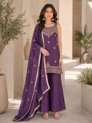 Premium Rangoli Crush Fabric with rich embroidery & sequence work
