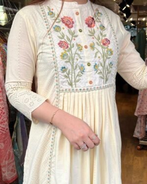 Cotton Dobby Self Zikzak ( lapet ) Shiffli Kurti With Pant With Stall Dupatta 