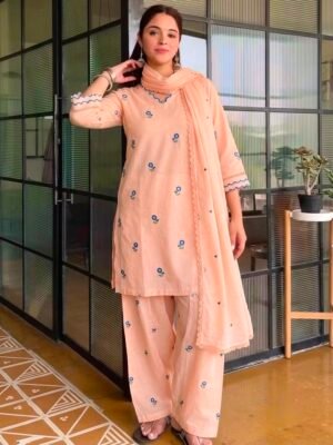 Đěsigner Party Wear Look Mul Chandheri & Farshi Palazzo With Dupatta set