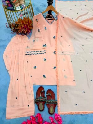 Alternative view of Đěsigner Party Wear Look Mul Chandheri & Farshi Palazzo With Dupatta set
