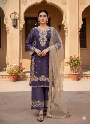 Pur Jimmy With Heavy Embroidery 5 mm Sequence Work With Diamond