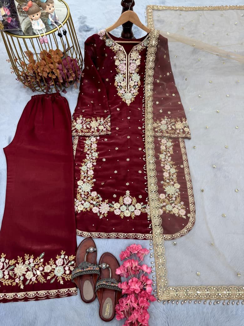 Pur Jimmy With Heavy Embroidery 5 mm Sequence Work With Diamond - Image 8