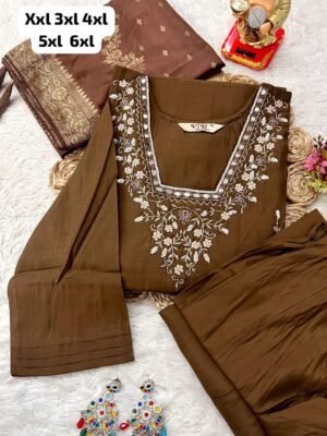 Alternative view of TRENDING KURTI AND PLAZZO SET IN HEAVY NECKLACE SEQUENCE EMBROIDERY & HAND WORK