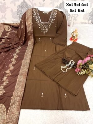 TRENDING KURTI AND PLAZZO SET IN HEAVY NECKLACE SEQUENCE EMBROIDERY & HAND WORK