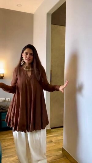 NEW DESIGNER HEAVY MAL CHANDERI TOP PLAZZO SUIT SET