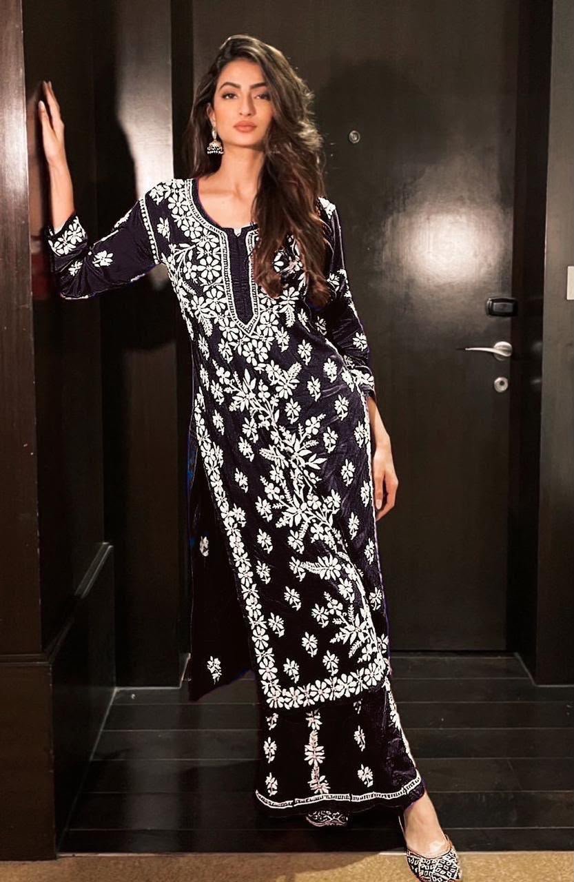KURTI HEAVY RAYON COTTON FABRIC WID CHICKEN KARI STYLE EMBROIDERY WORK