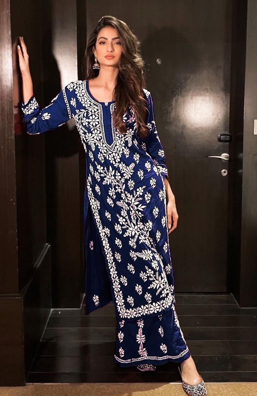 KURTI HEAVY RAYON COTTON FABRIC WID CHICKEN KARI STYLE EMBROIDERY WORK - Image 9