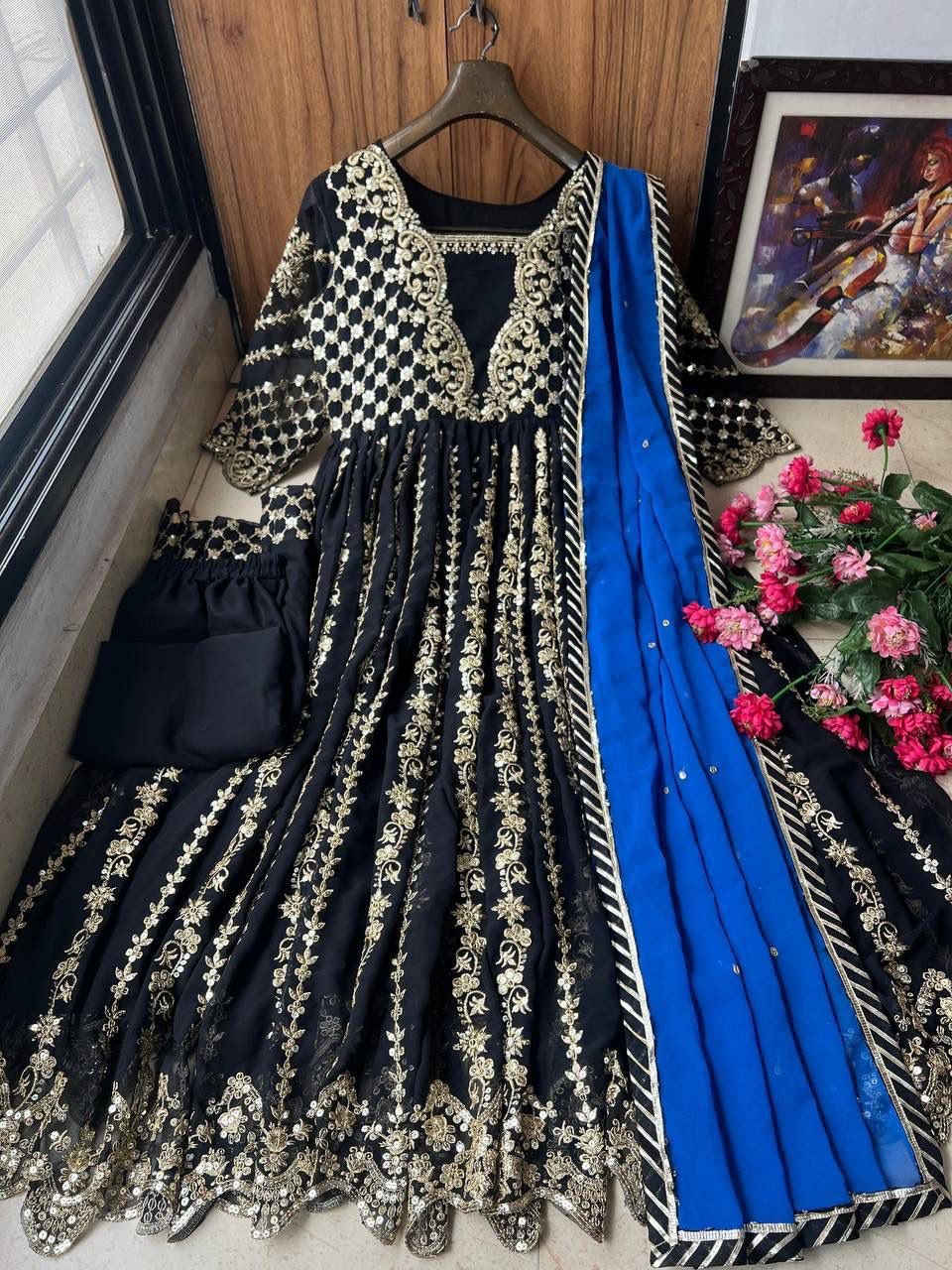 PRESENTING NEW DESIGNER SEQUINS & ZARI EMBROIDERED ANARKALI GOWN - Image 2