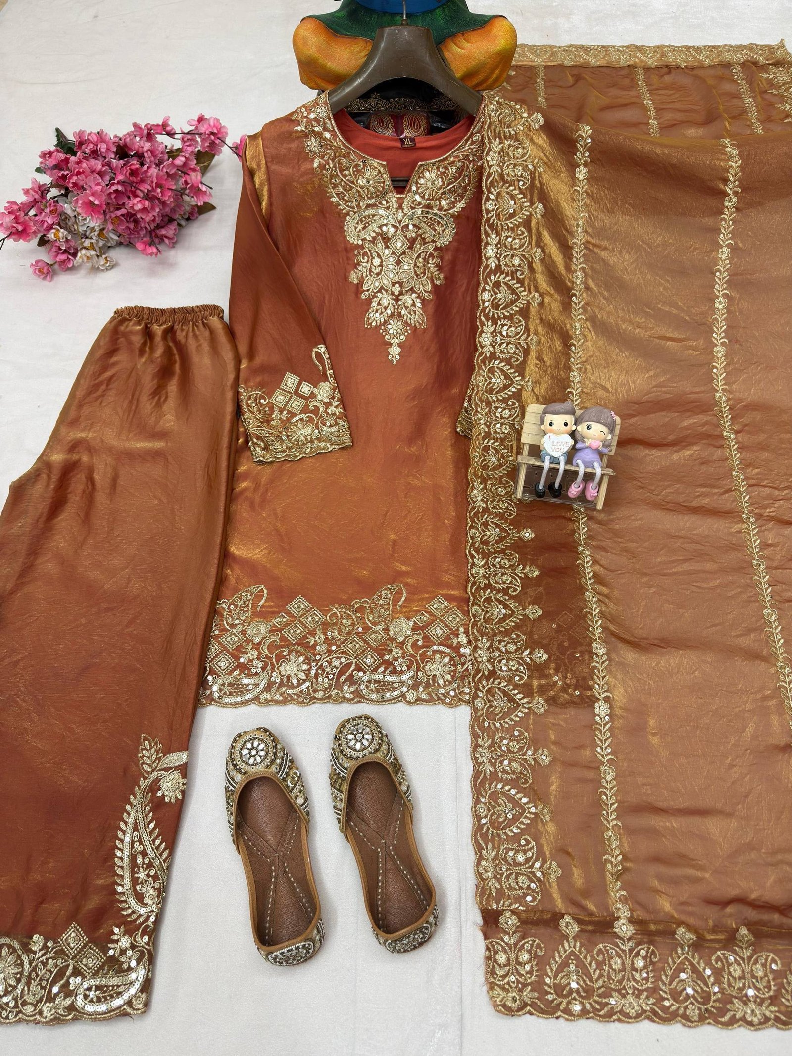 ENHANCE THE BEAUTY OF YOUR WARDROBE WITH THIS NEWLY LAUNCHED KURTI PLAZZO SET WITH BEAUTIFUL FRENDY SILK DUPATTA - Image 2