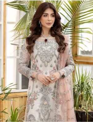 Alternative view of Butterfly Net With Sequence Embroidery Work With Diamond Work (Latkan Attached)
