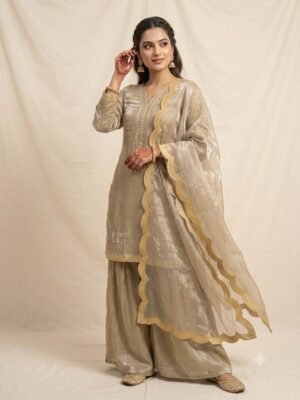 THIS WEDDING SEASON WEAR OUR BEAUTIFUL SEQUENCE EMBROIDERED WORKED TOP , PLAZZO WITH DUPATTA