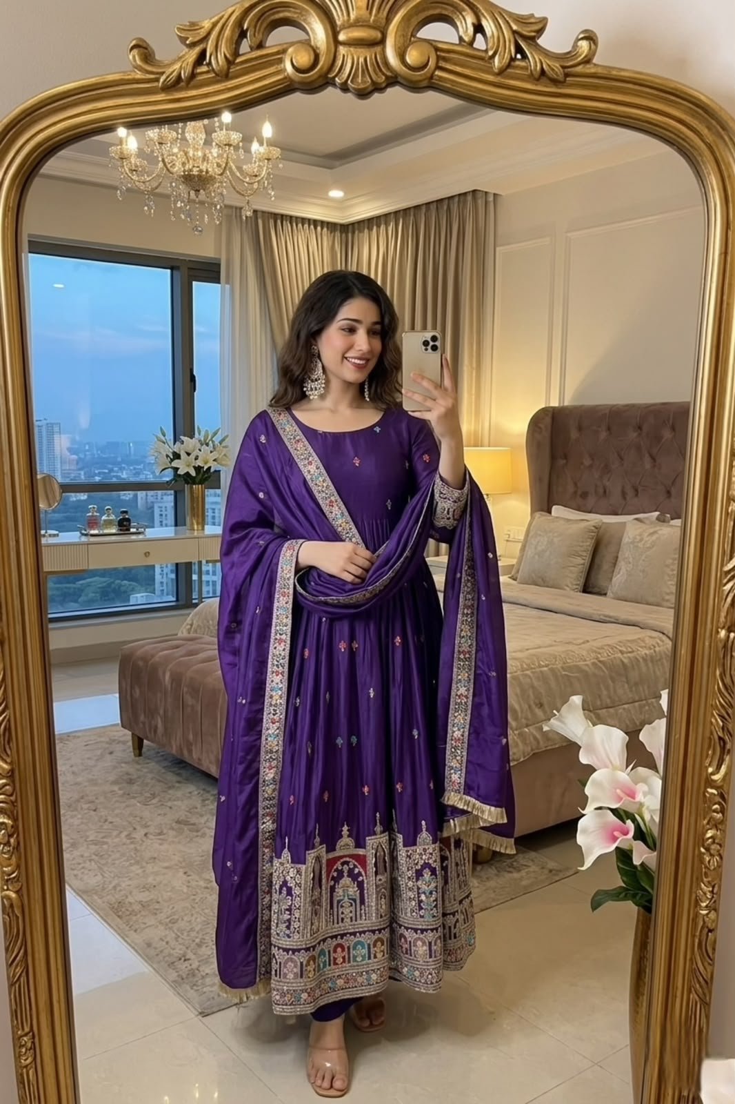 New real modeling Gown -Pent Dupatta Set Fully Stitched - Image 5