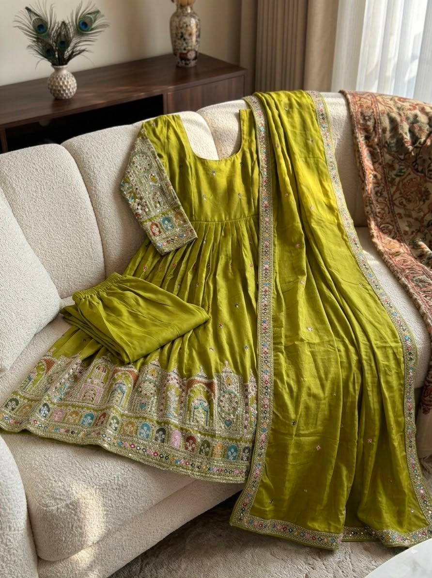 New real modeling Gown -Pent Dupatta Set Fully Stitched - Image 4