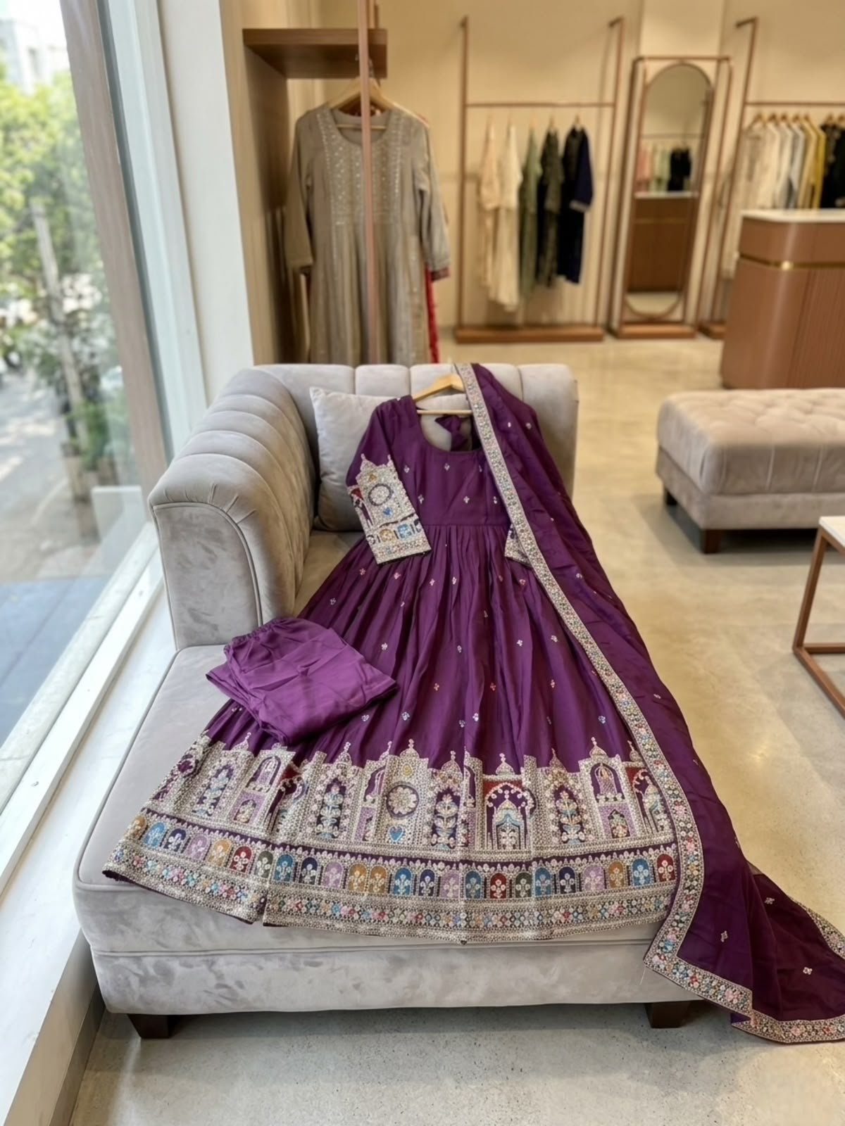 New real modeling Gown -Pent Dupatta Set Fully Stitched - Image 2