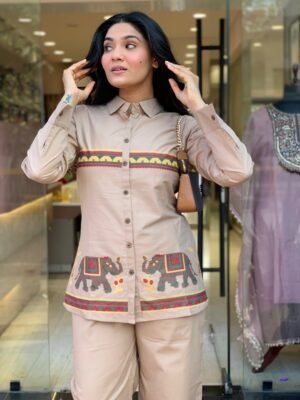 Alternative view of New designer Pure Reyon co-ord set Embroidery Work with Kolar pattern
