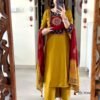 Pure Cotton Kurti With Classy Embroidery Work on yoke & backside and pant and tye dye print mal mal dupatta to complete the look