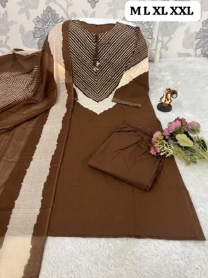 Looking to update your ethnic wardrobe? Check out this stunning Bandhani Suit Set—perfect for daily wear, office, or small gatherings